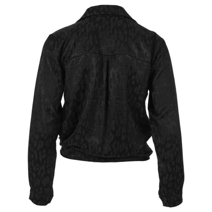 Enjoy Blouse satijn strik panter Zwart